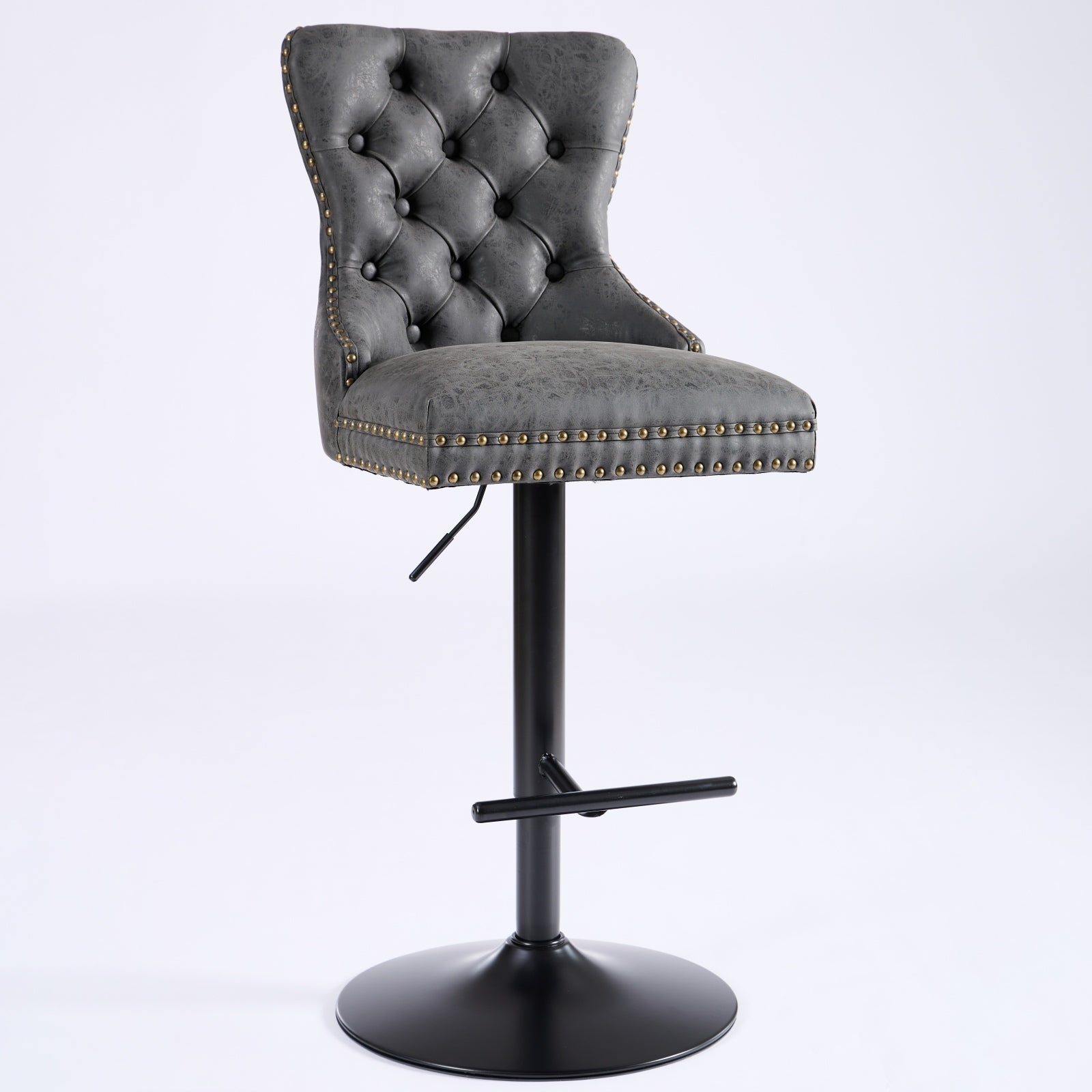Aged and Retro PU Swivel Barstools Adjusatble Seat Height (Set of 2)