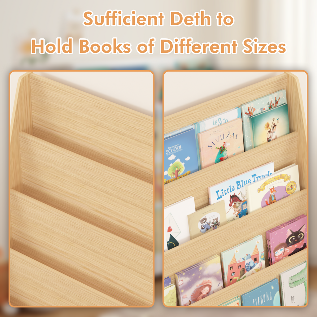 4-Tier MDF Toddler Book Display Shelves Kids Bookshelf