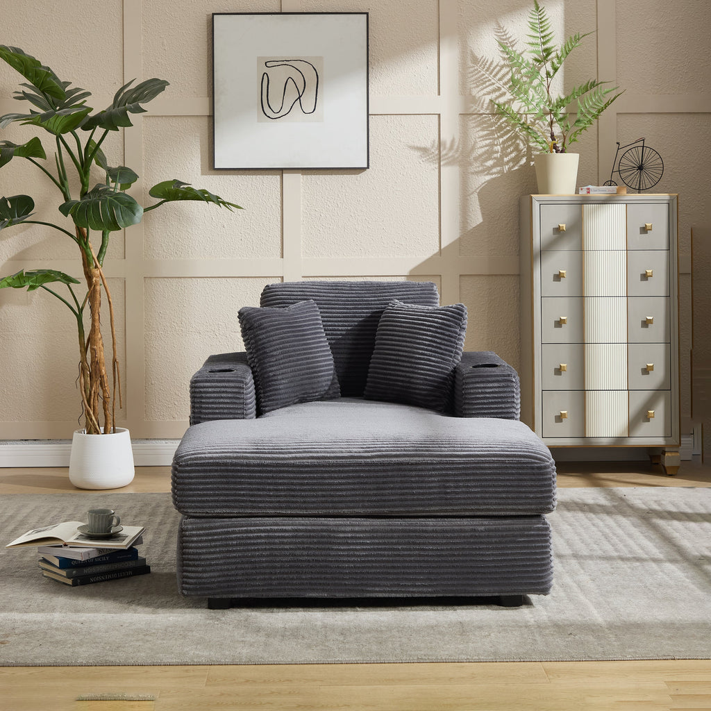 Corduroy Upholstered Chaise Lounge Sofa