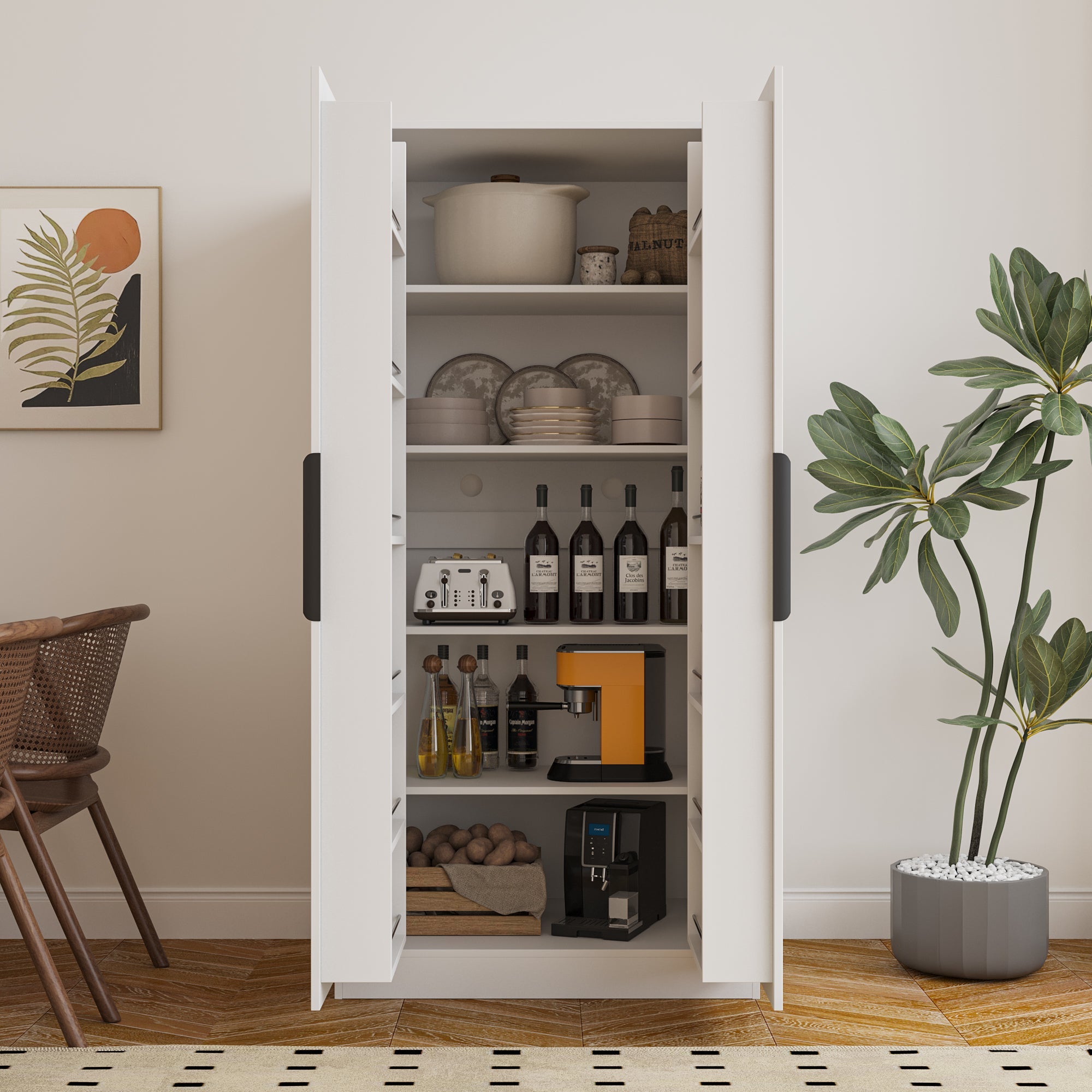 62.99in Pantry Cabinet for Living Room and Dinning Room