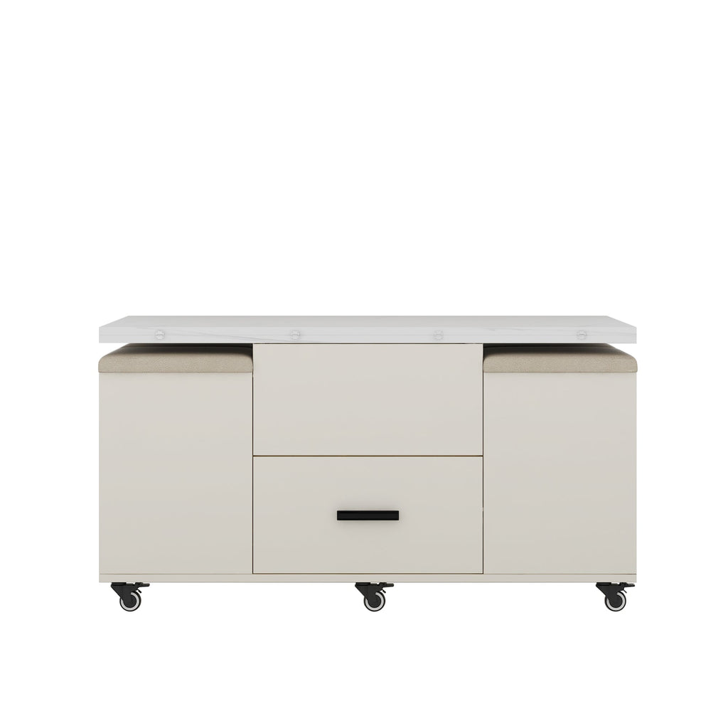 Modern Lift-Up Coffee Table with 4 Stools Set