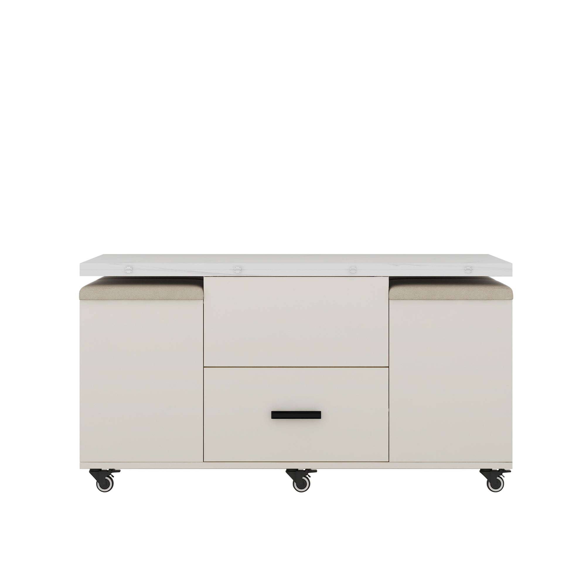 Modern Lift-Up Coffee Table with 4 Stools Set