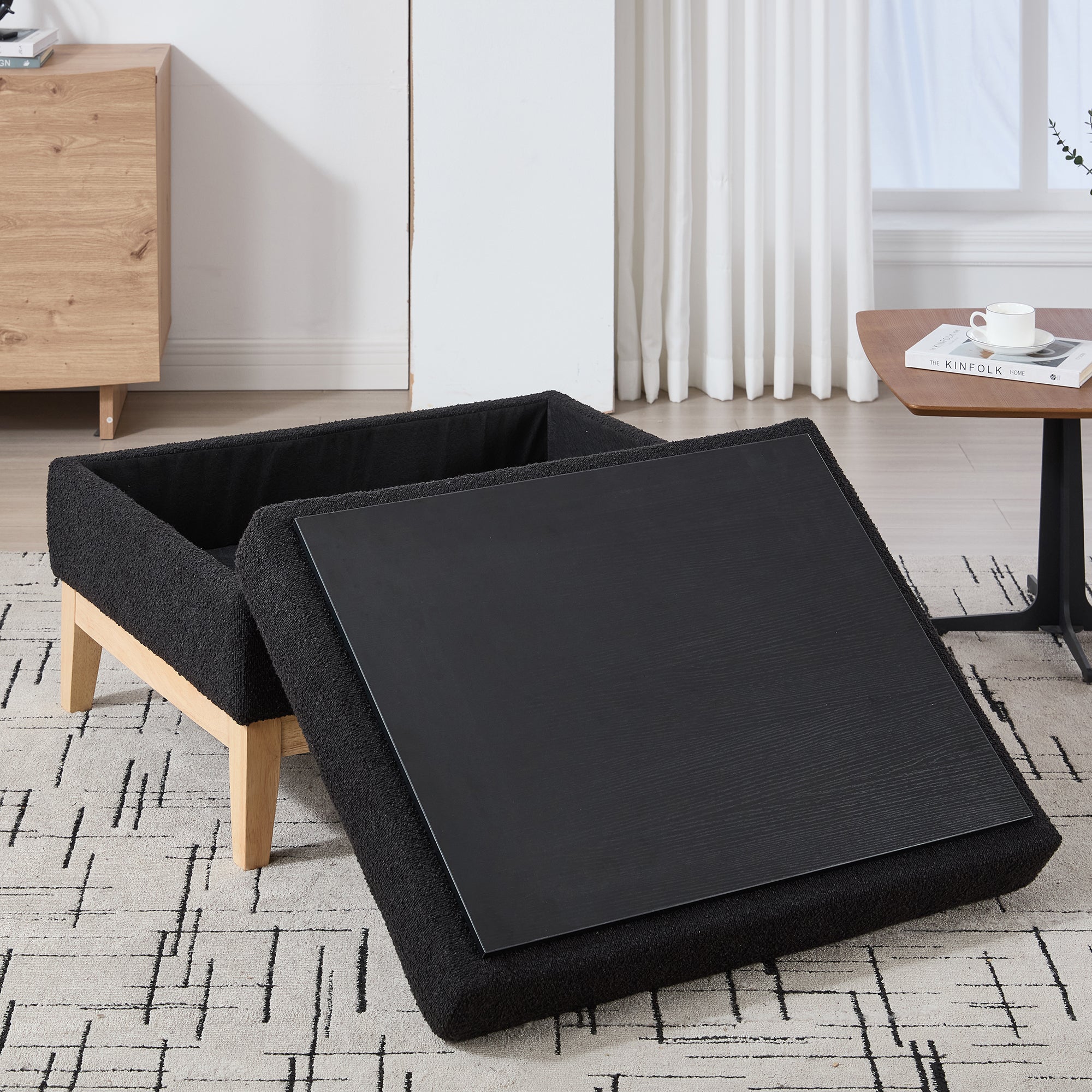 33.86'W Upholstered Wood Base Storage Ottoman