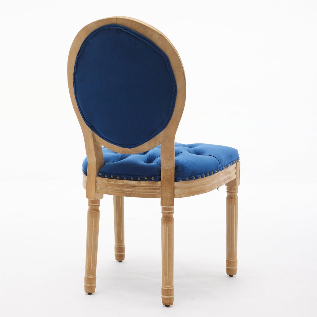 French Style Solid Wood Frame Velvet Dining Chairs (Set of 2)