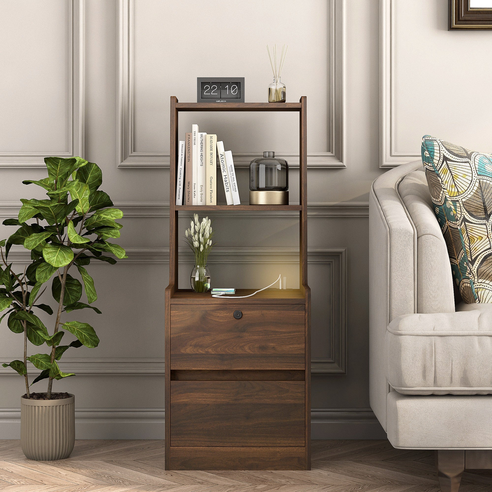 Modern Smart Nightstand with Charging Station