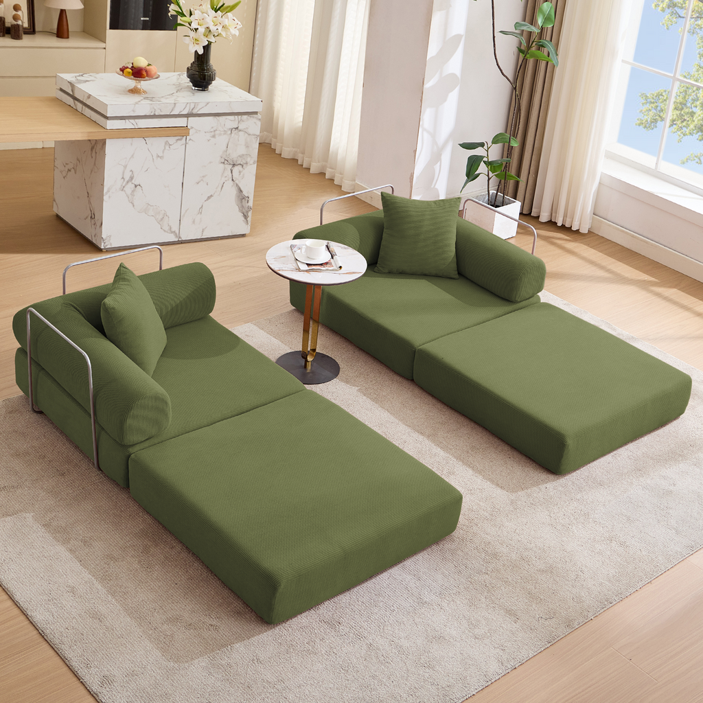 2 Seat Convertible Couch Folding Mattress Couch Sofa Bed