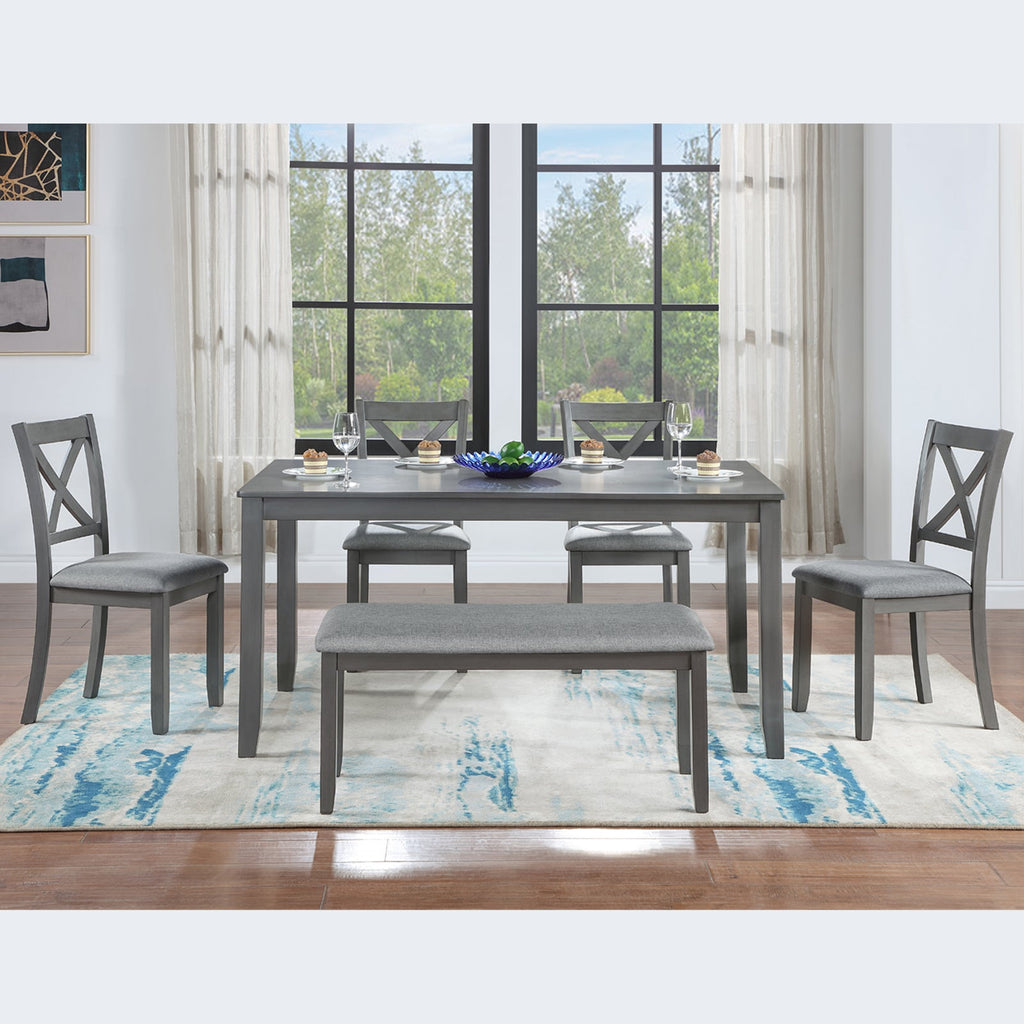 Rectangular Wooden Dining Table (Set for 6)
