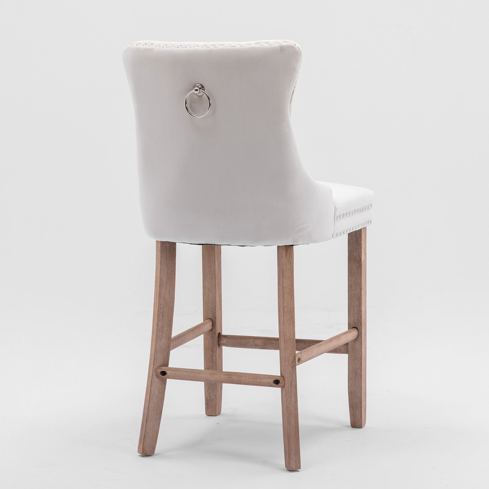 Contemporary Velvet Upholstered Barstools with Button Tufted Decoration (Set of 2)