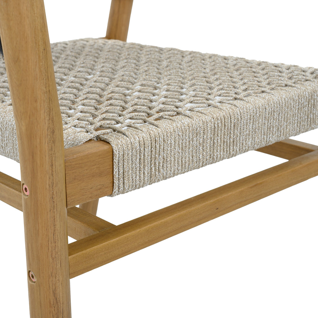 2-seat Woven Outdoor Chairs, Comfy Patio Seating with Elegant Teak Finish