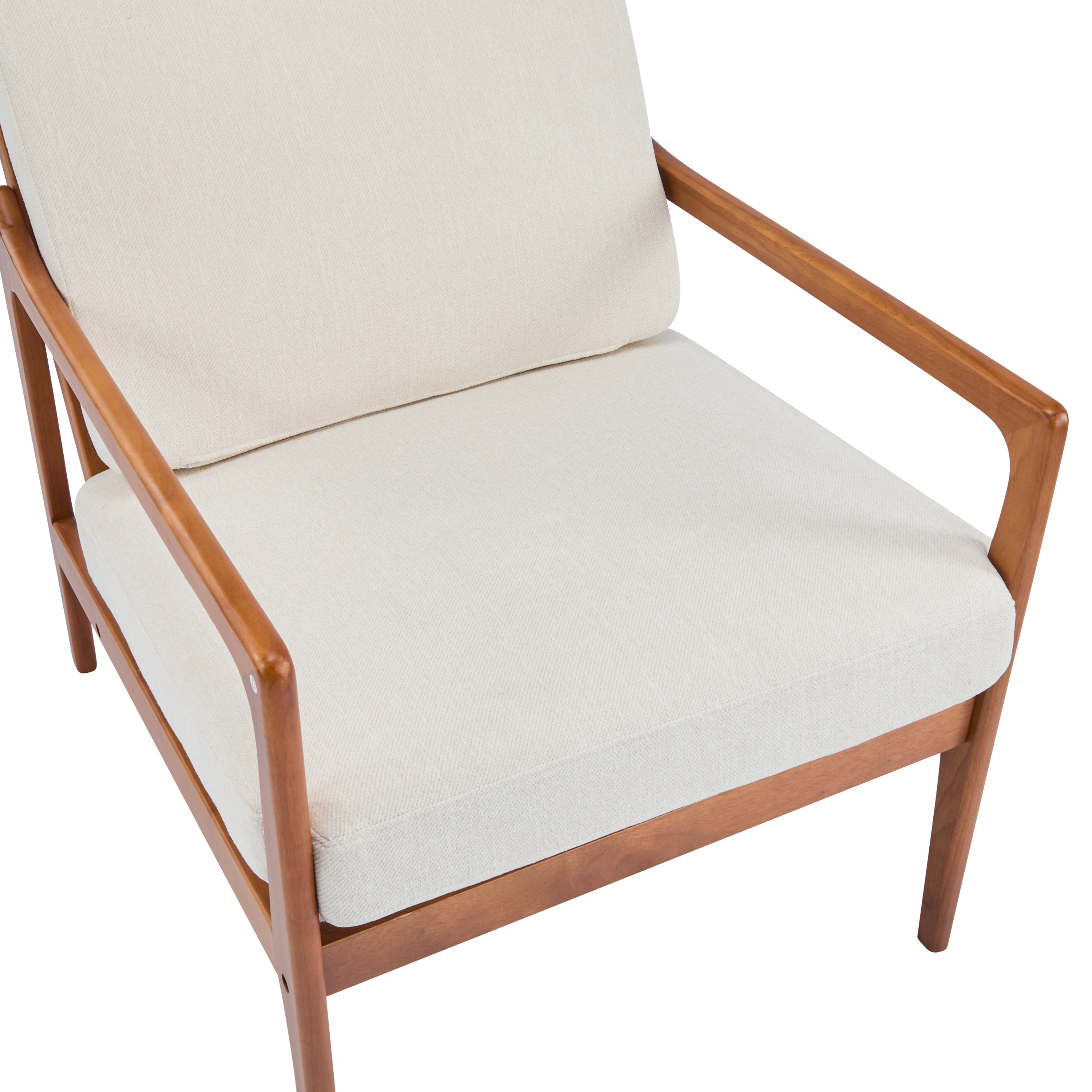 Modern Solid Wood Frame Ergonomic Accent Armchair with High Back