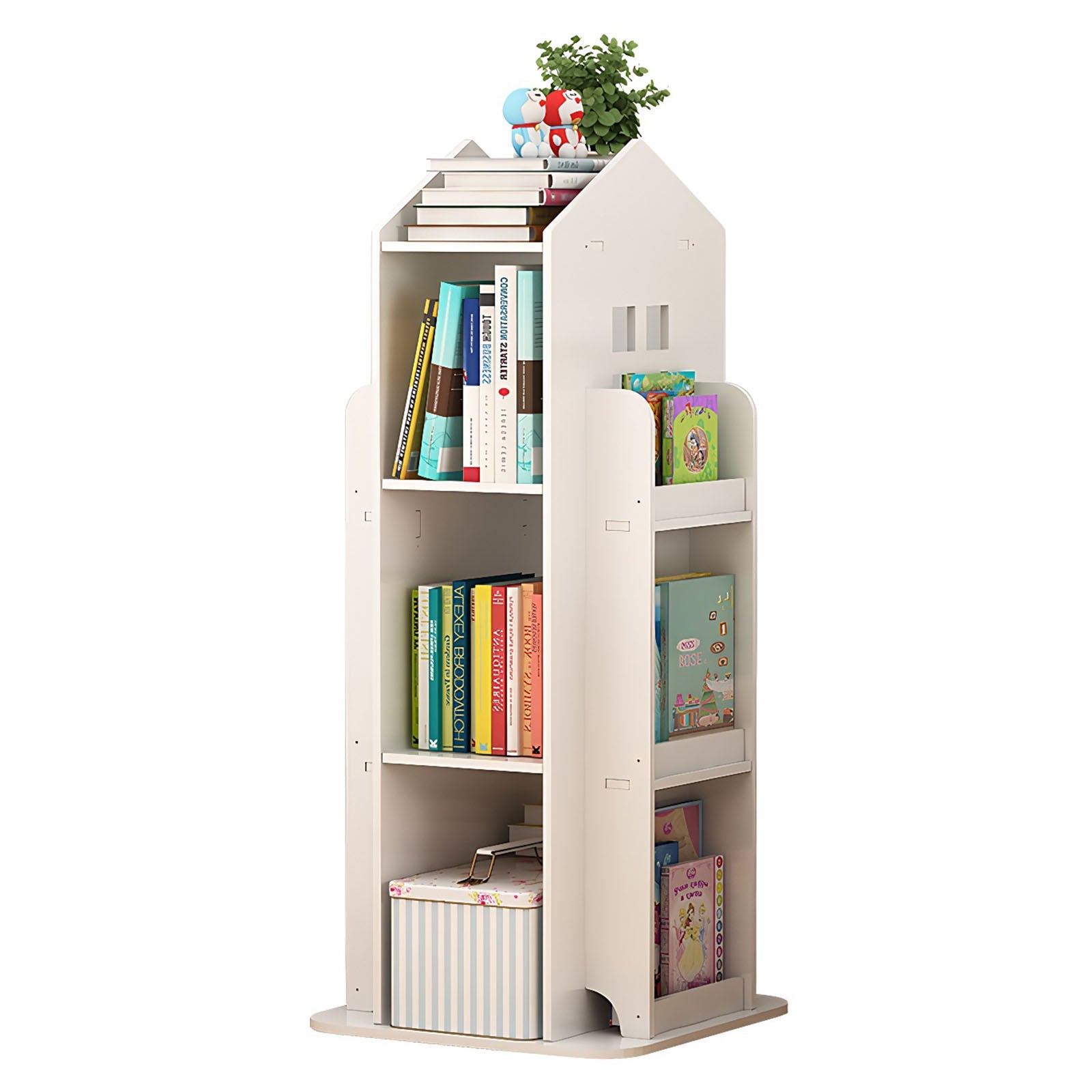 4-Tier Rotating Children's Display Standing Bookshelf Bookcase