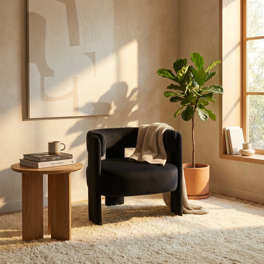 Mid-Century Velvet Comfy Single Sofa Accent Chair