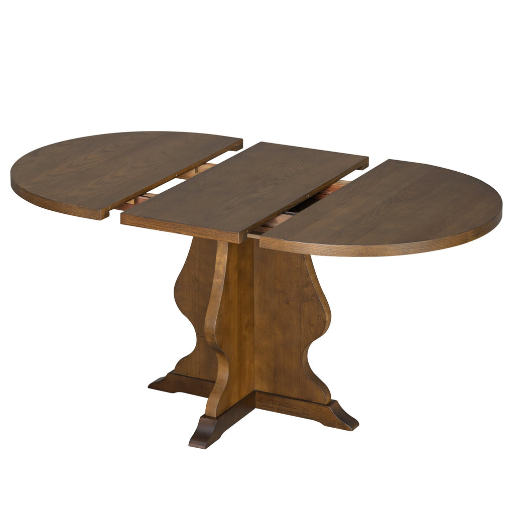 5-Piece Farmhouse Extendable Dining Table Set with 4 Upholstered Chairs