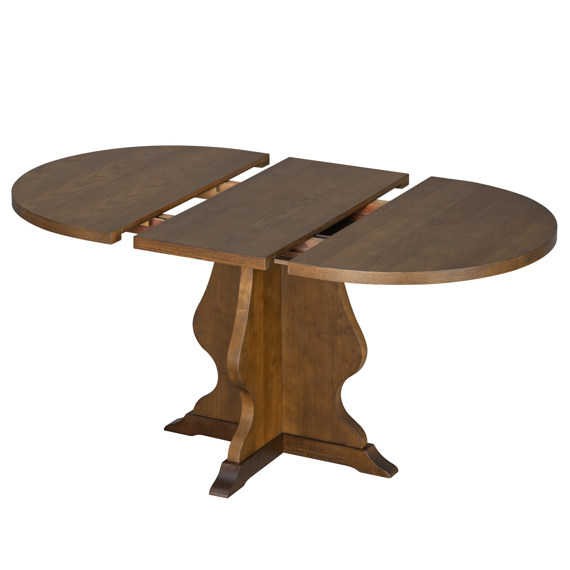 5-Piece Farmhouse Extendable Dining Table Set with 4 Upholstered Chairs