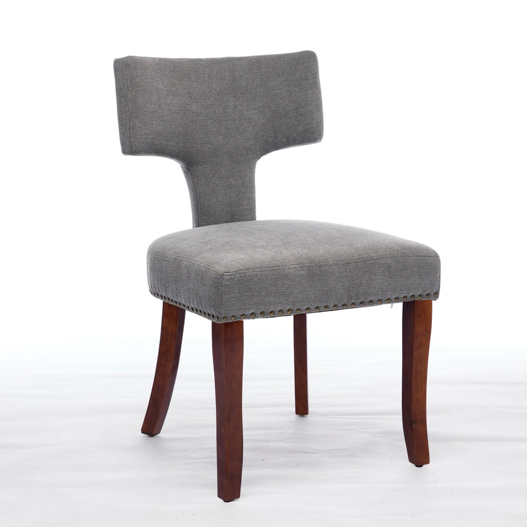Mid Century Farmhouse Linen Fabric Dining Chairs (Set of 2)