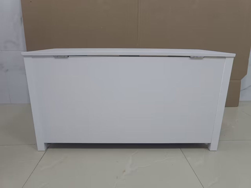 Kids Wooden Toy Box Storage with Safety Hinged Lid for Ages 2+