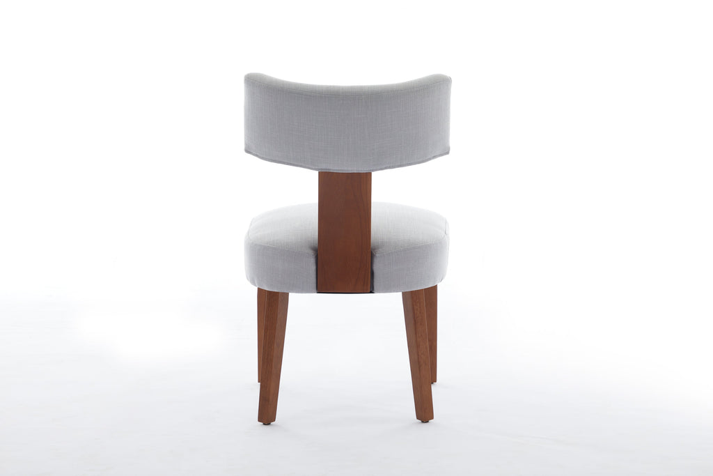 2Pcs  Modern Armless Dining Chairs With Curved Wingback and Solid Wooden Legs