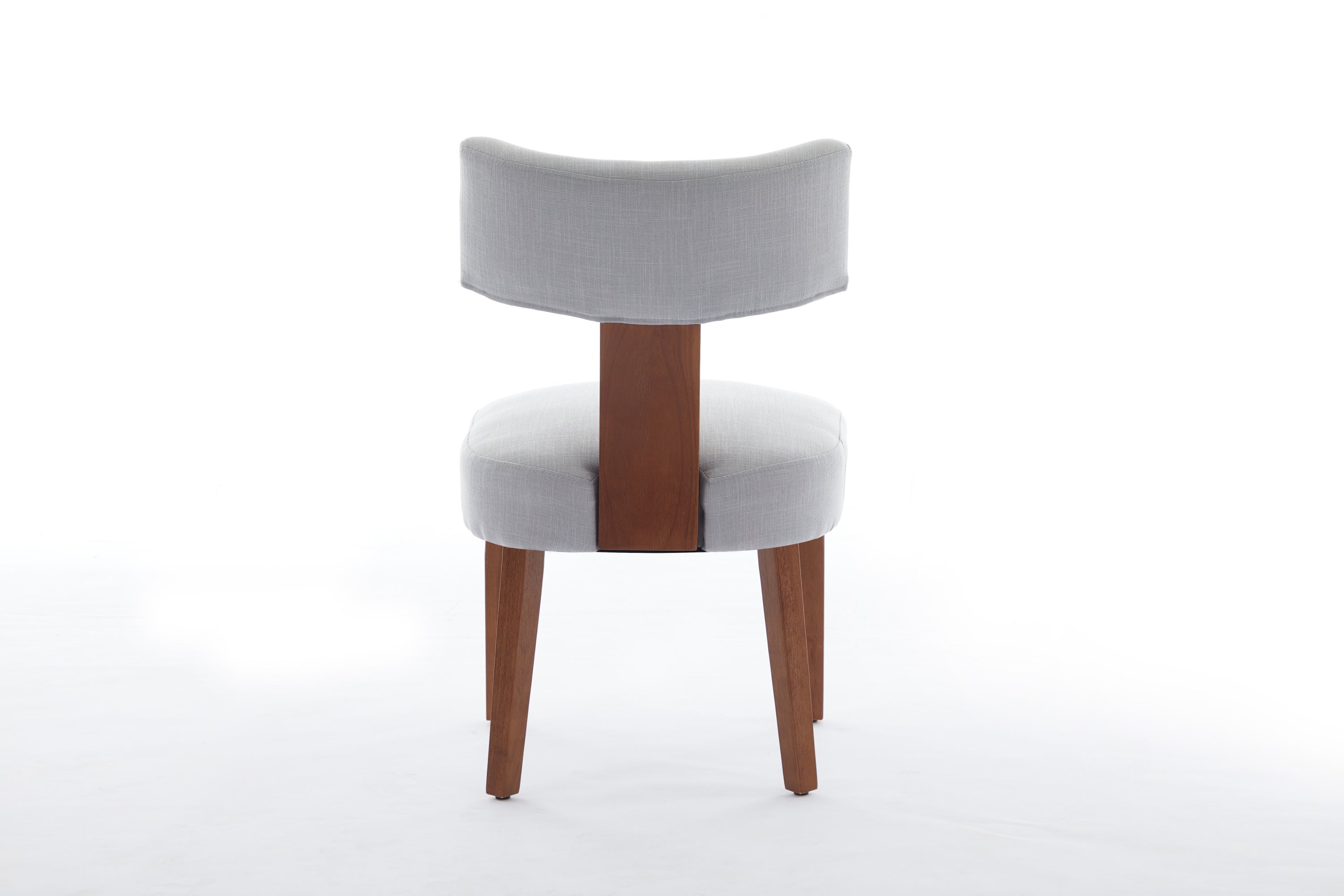 2Pcs  Modern Armless Dining Chairs With Curved Wingback and Solid Wooden Legs