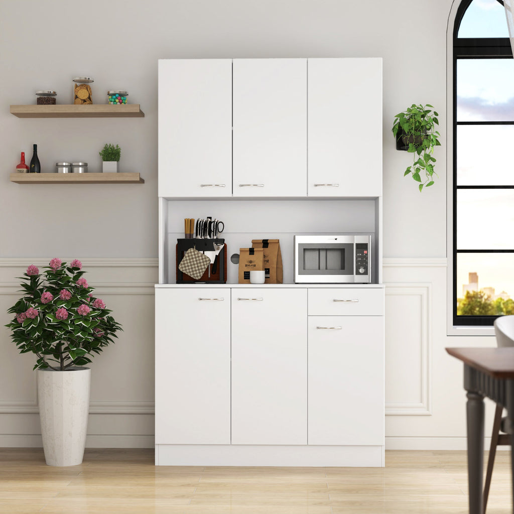 70.87' Tall White Kitchen Cabinet with 6-Doors