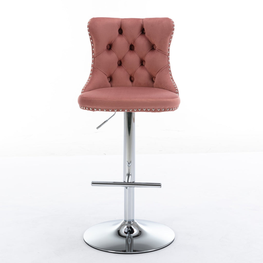 25-33 Inch Modern Velvet Swivel Barstools (Set of 2)