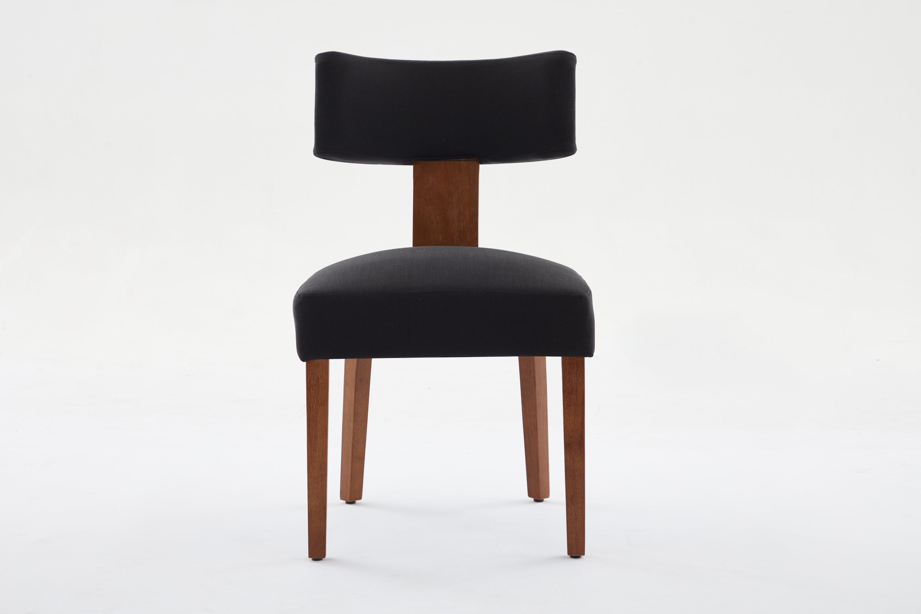 2Pcs  Modern Armless Dining Chairs With Curved Wingback and Solid Wooden Legs