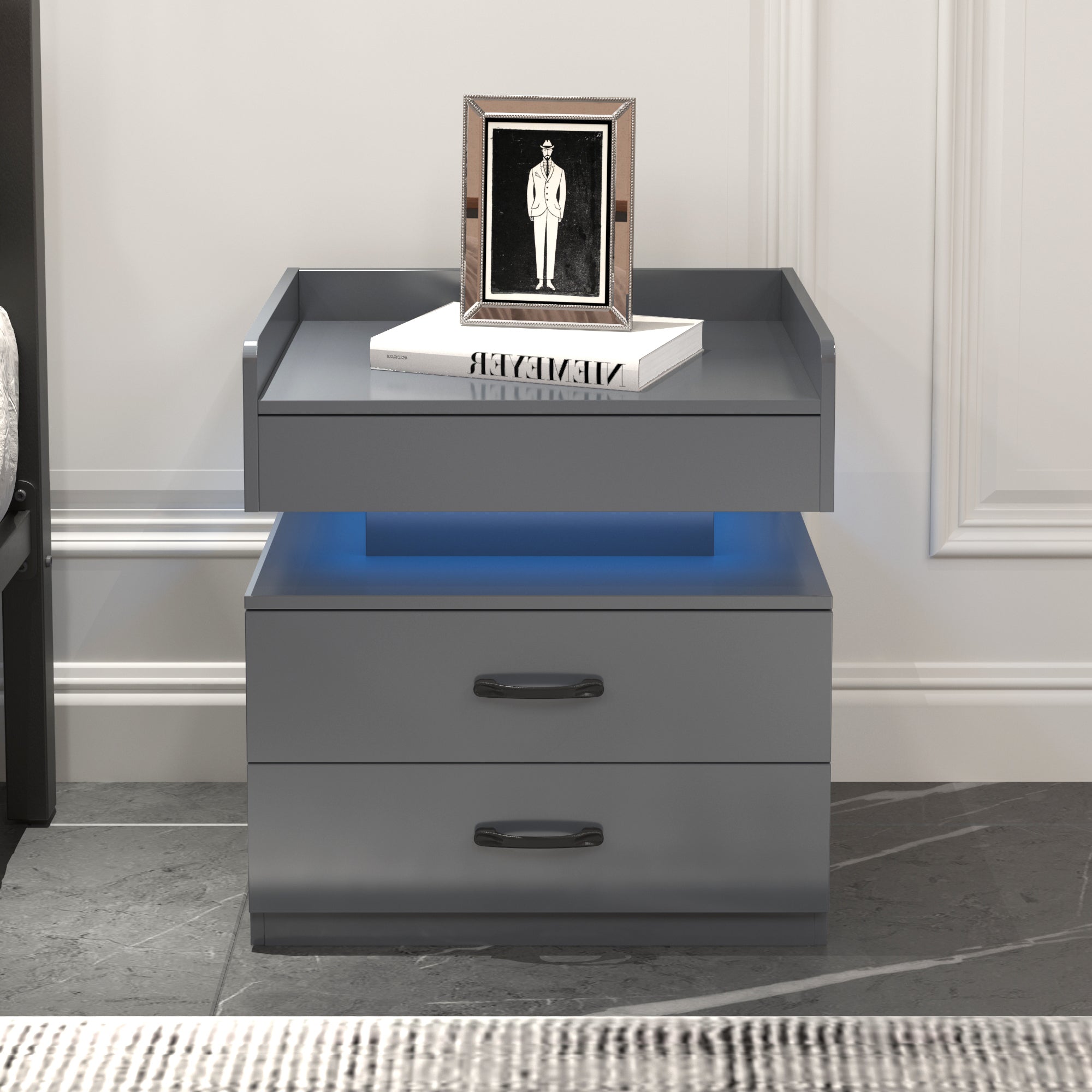 Nightstand with Remote-Controlled LED Strip Light