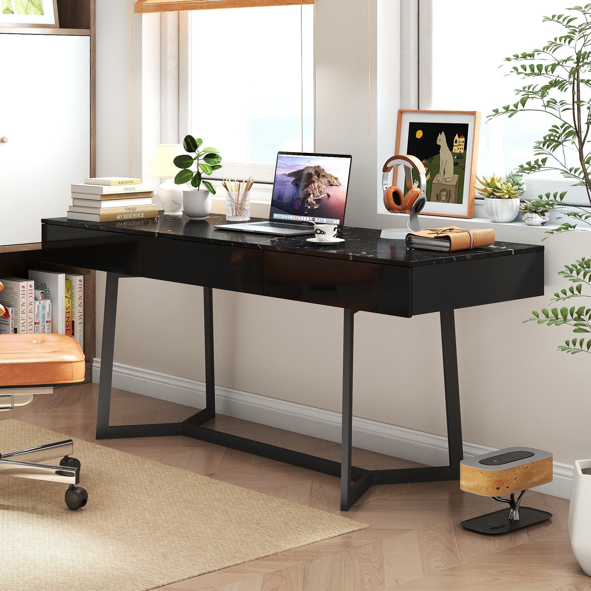 Modern Black 70.87' Computer Desk