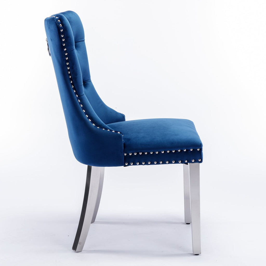Modern High-end Tufted Solid Wood Velvet Dining Chairs (Set of 2)