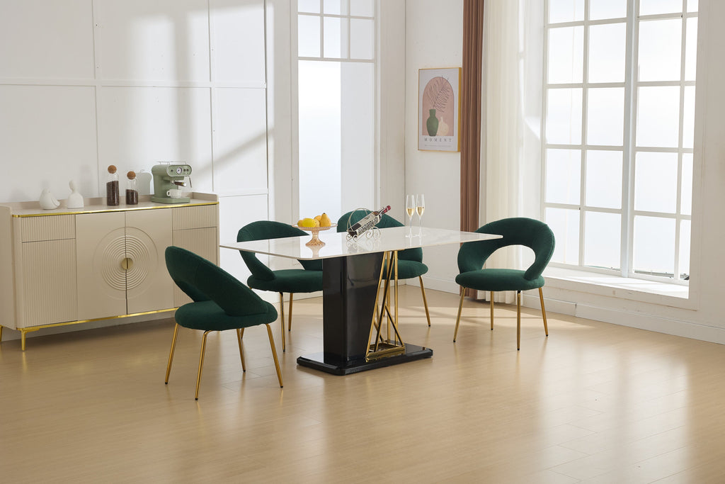 Velvet/Teddy Fabric Dining Chairs with Curved Backrest