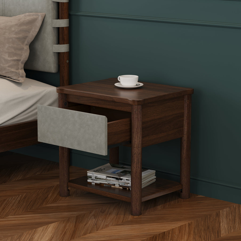 Modern Wood Nightstands with Drawer (Set of 2)