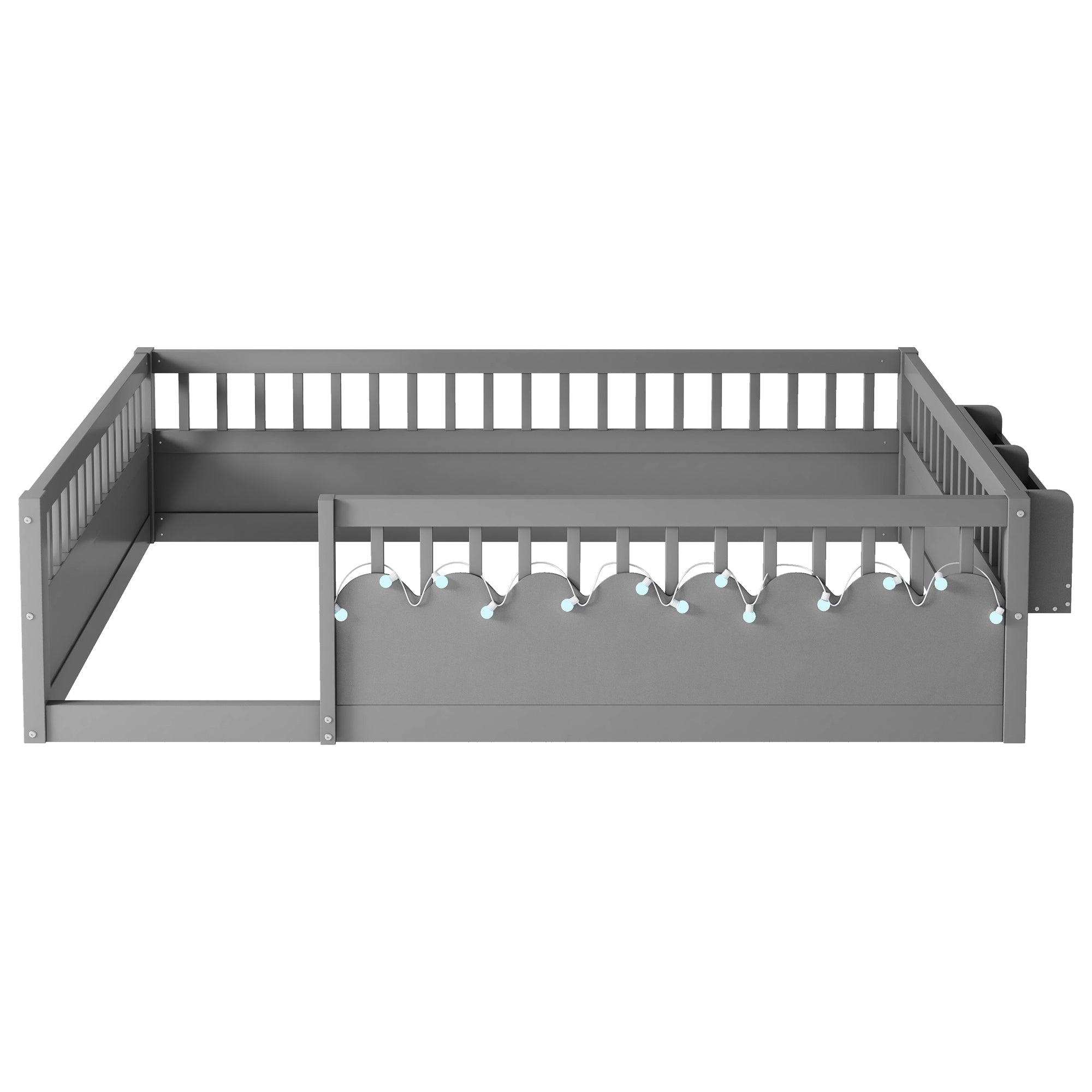 Twin/Full Montessori Floor Kids Bed Frame with High Rails
