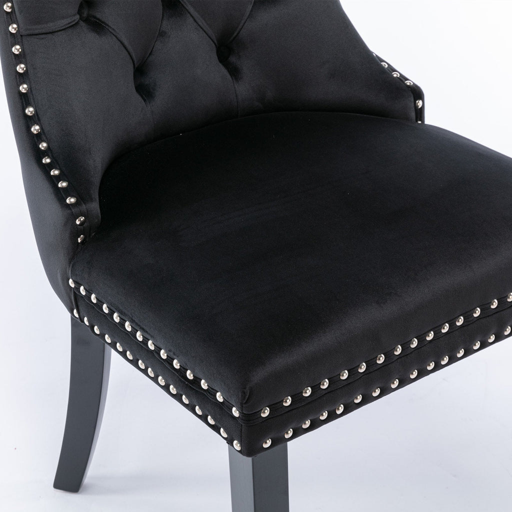 Modern High-end Tufted Solid Wood Velvet Dining Chair(Set of 2)