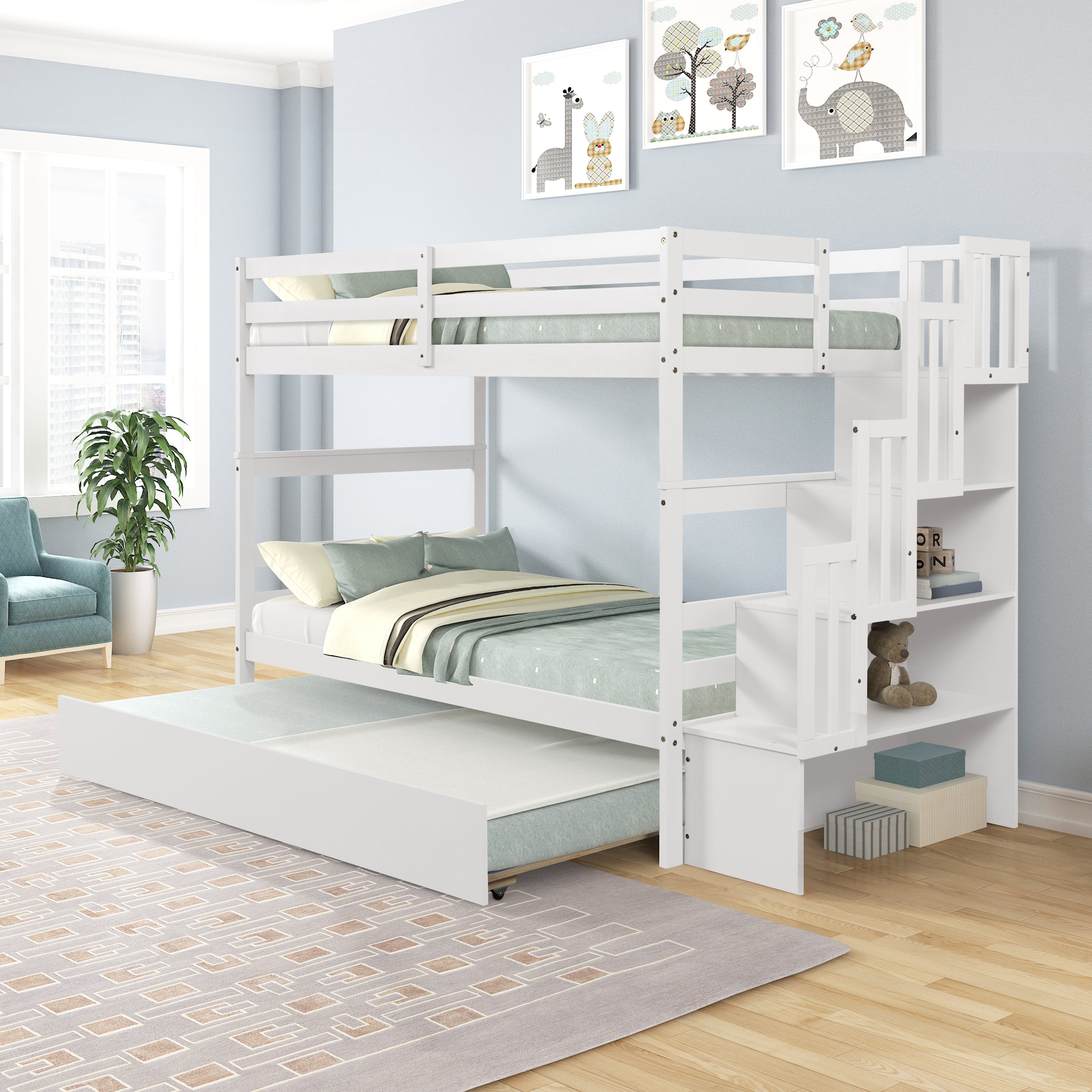 Twin over Twin Bunk Beds with Twin Trundle
