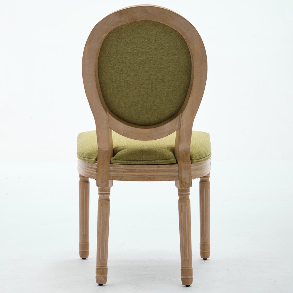 French Style Solid Wood Frame Linen Fabric Back Dining Chair (Set of 2)