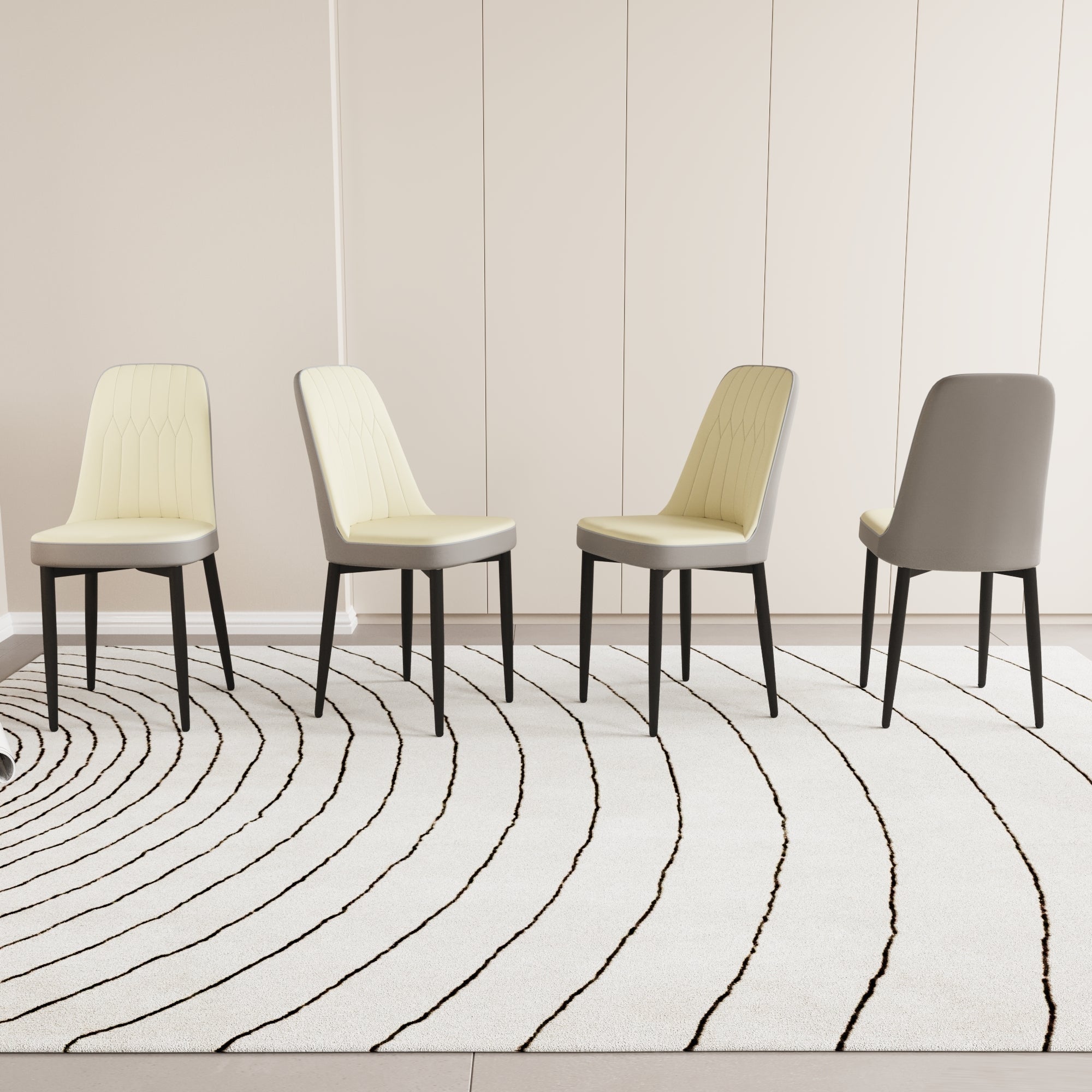 Modern Dining Chair Set of 4 with High-Quality PU Leather