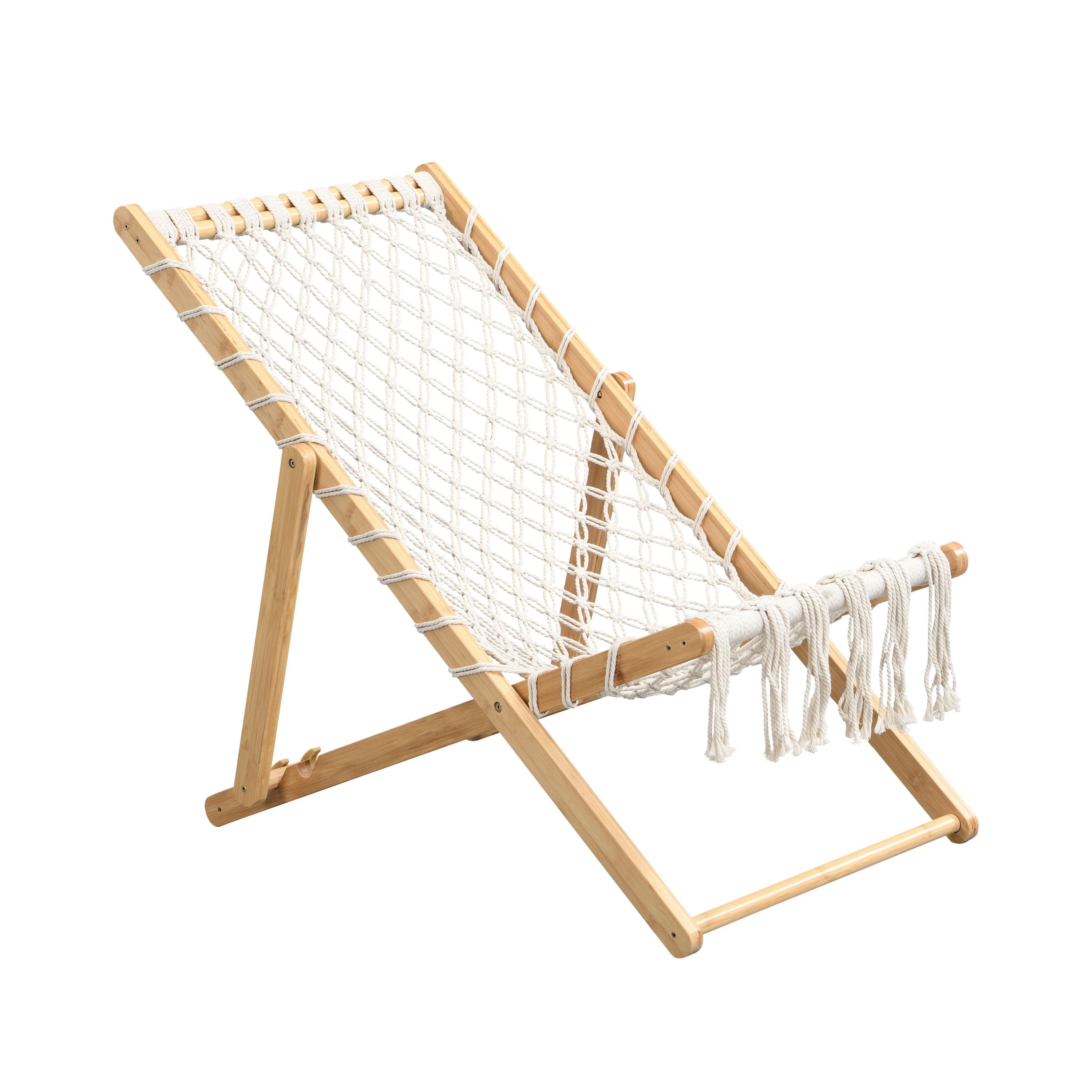 Natural Bamboo Weaving Chair Set with Handwoven Rope for Patio and Living Spaces
