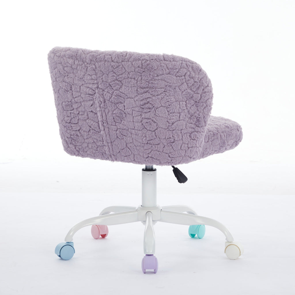 Artificial Rabbit Hair Adjustable Office Chair with Metal Base