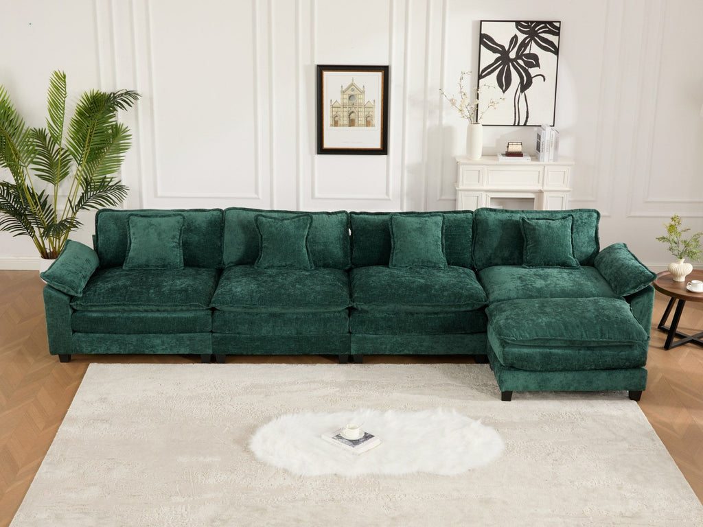 Modern Comfy Upholstered Seat Cushion Sectional Couch (Ottoman is Not Included)