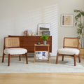 Modern Beige Lounge Chair with Woven Backrest (Set of 2)