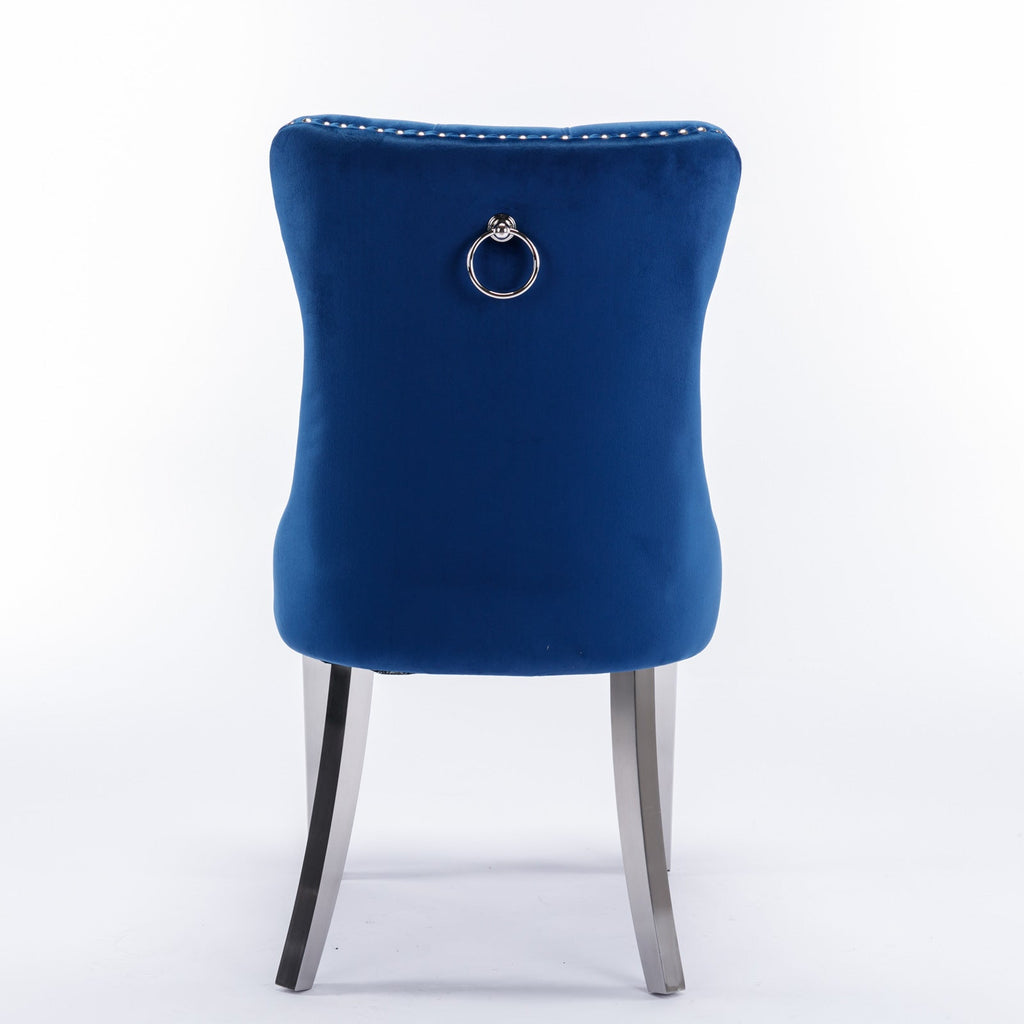 Modern High-end Tufted Solid Wood Velvet Dining Chairs (Set of 2)