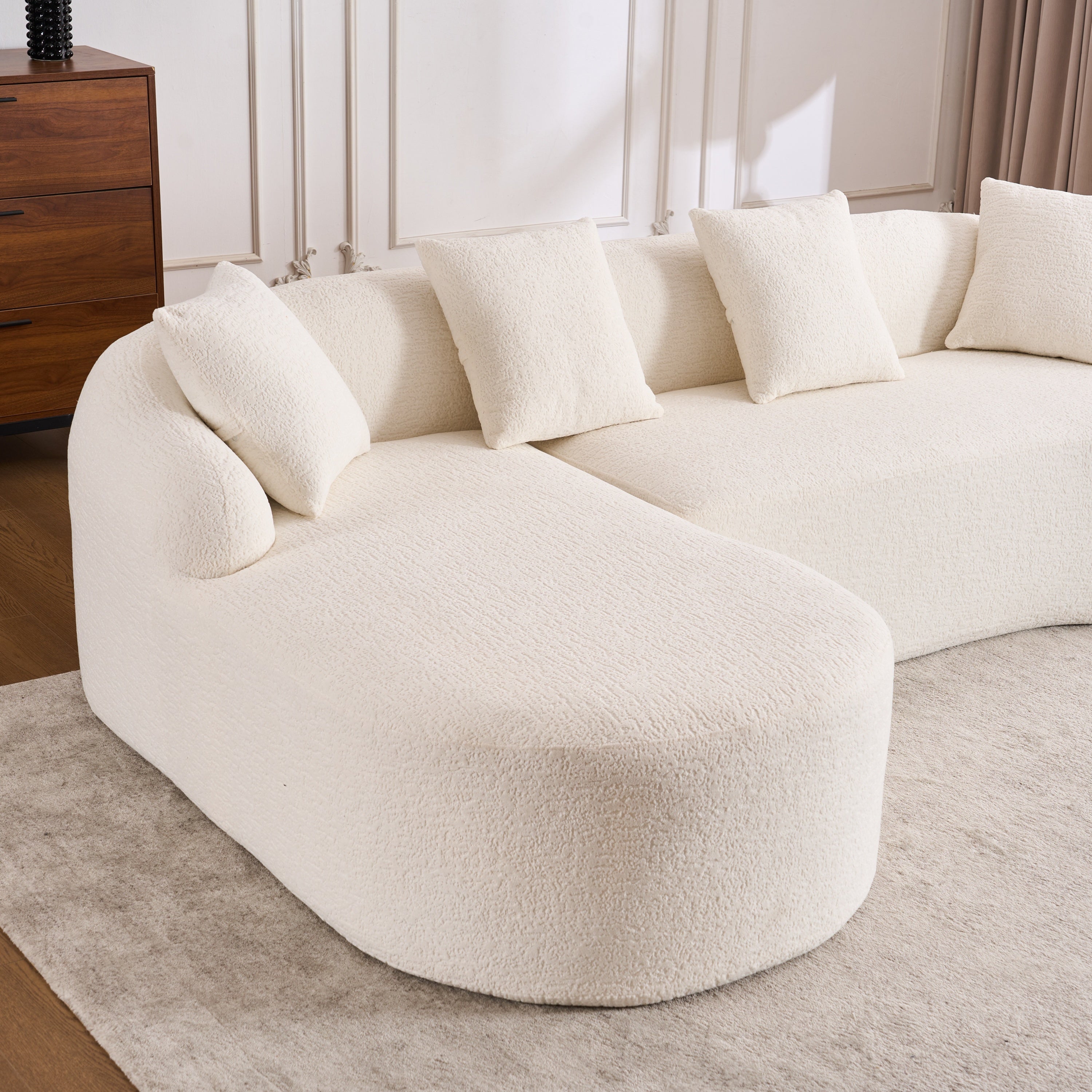 Boneless L-Shape Sectional Sofa with Curved Chaise