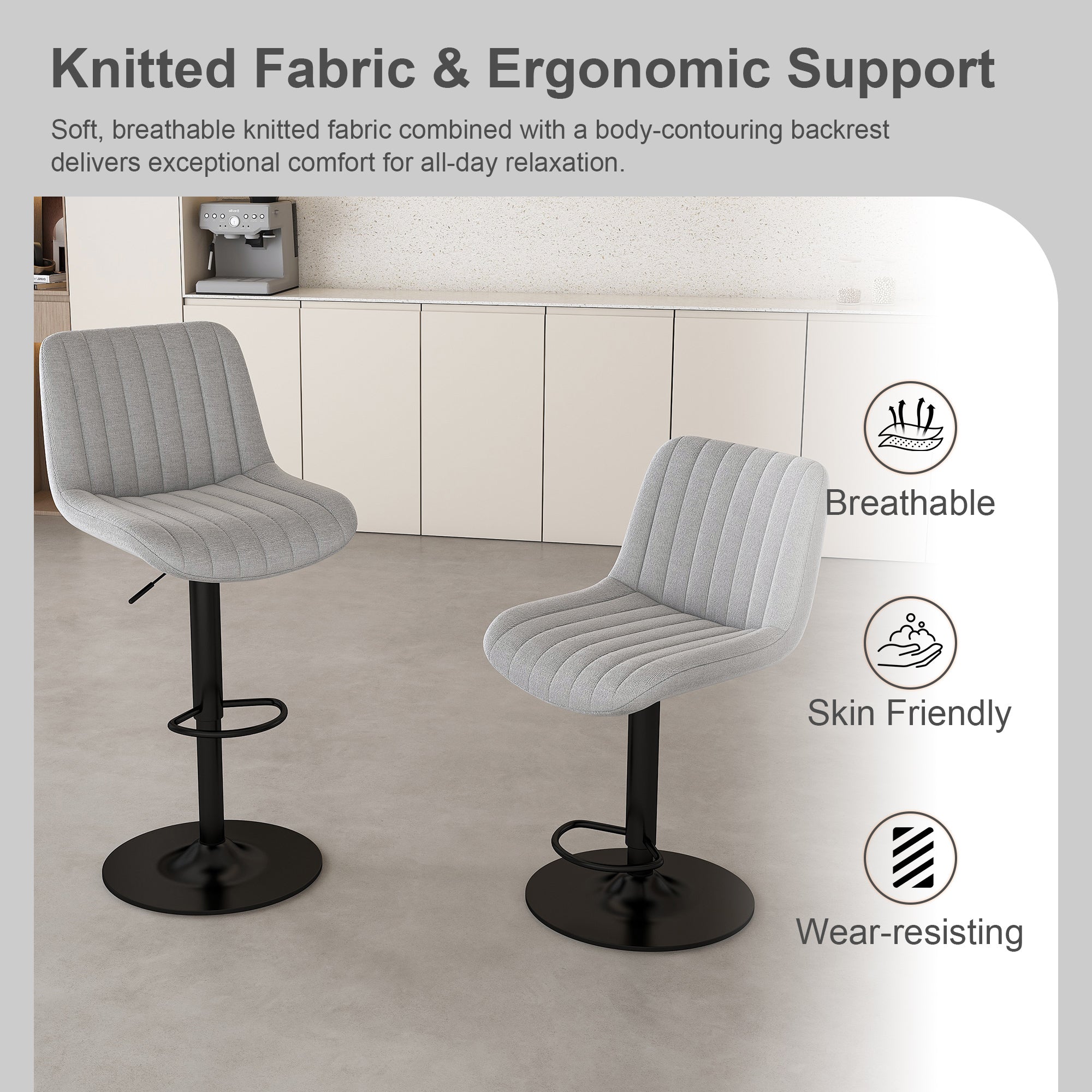Swivel Bar Stools with Adjustable Height (Set of 2)