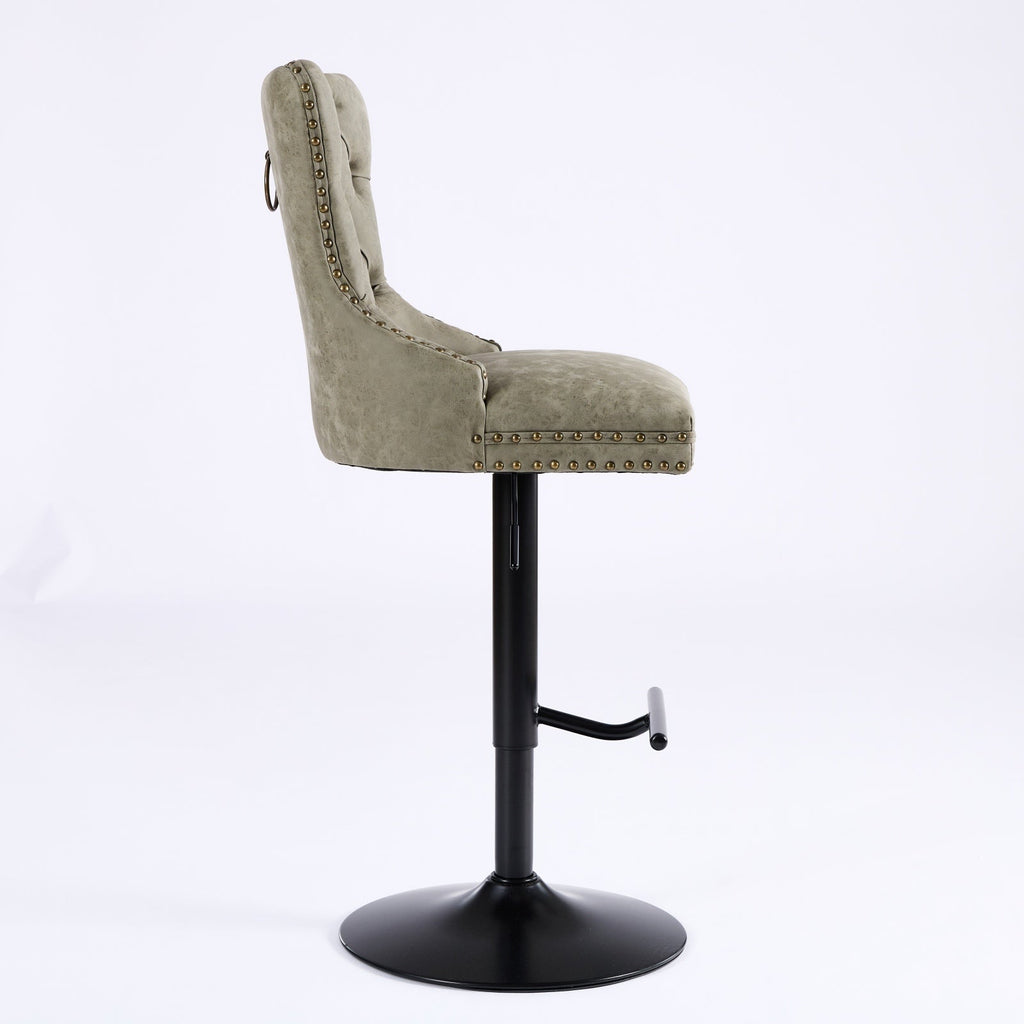 Aged and Retro PU Swivel Barstools Adjusatble Seat Height (Set of 2)