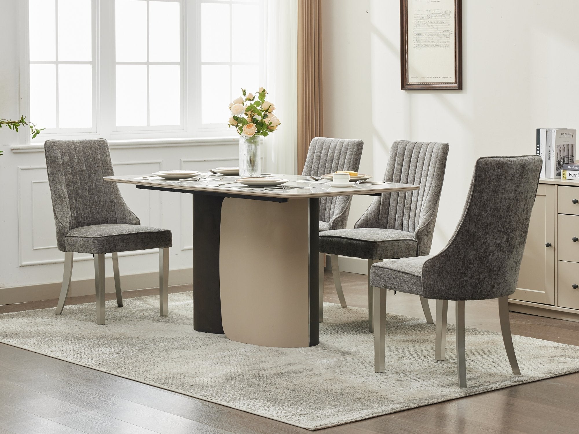 Rayon Cloth Flocking Chenille Dining Chairs (Set of 2 )