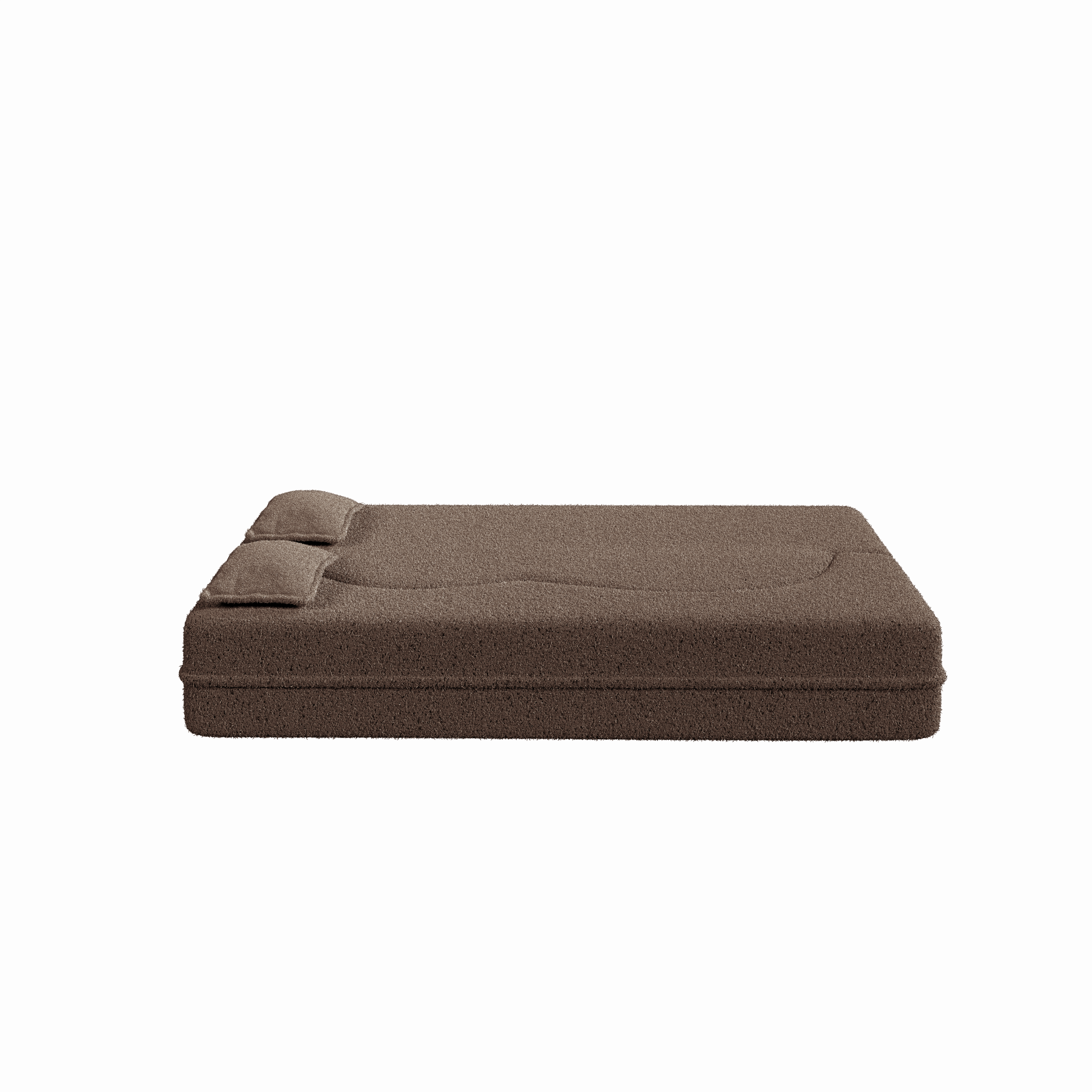 Modern Convertible Teddy Fabric Sofa with 2 Pillows
