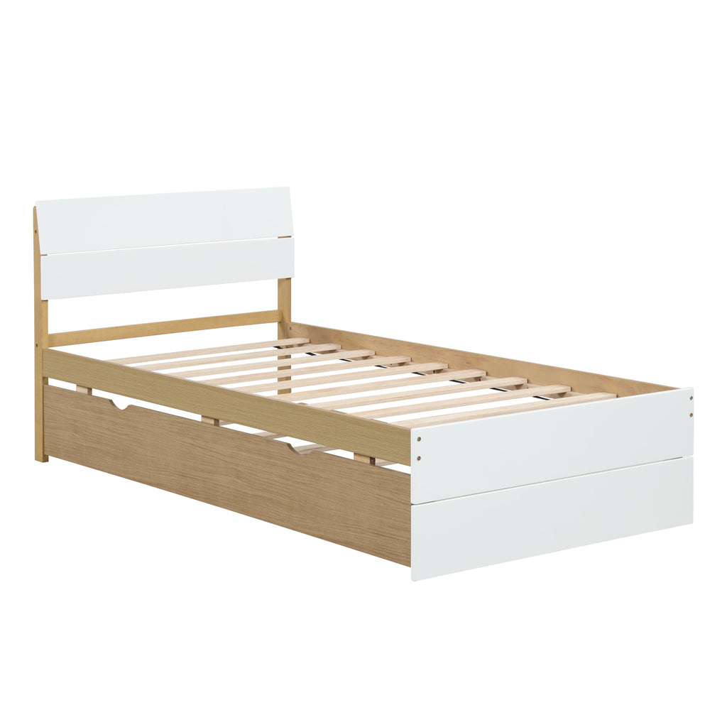 Modern Twin Bed Frame for White High Gloss Headboard and Footboard