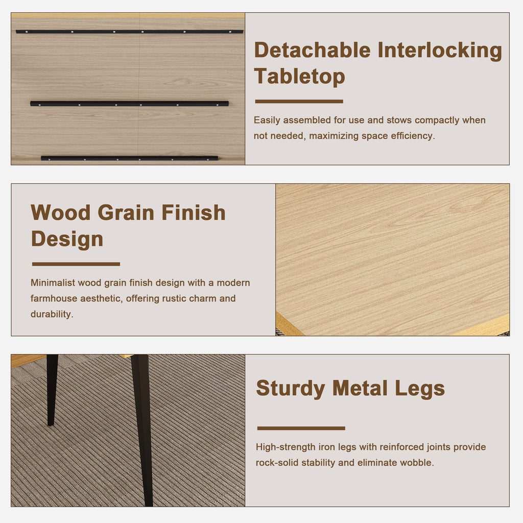 63-inch Farmhouse Industrial Dining Table Set