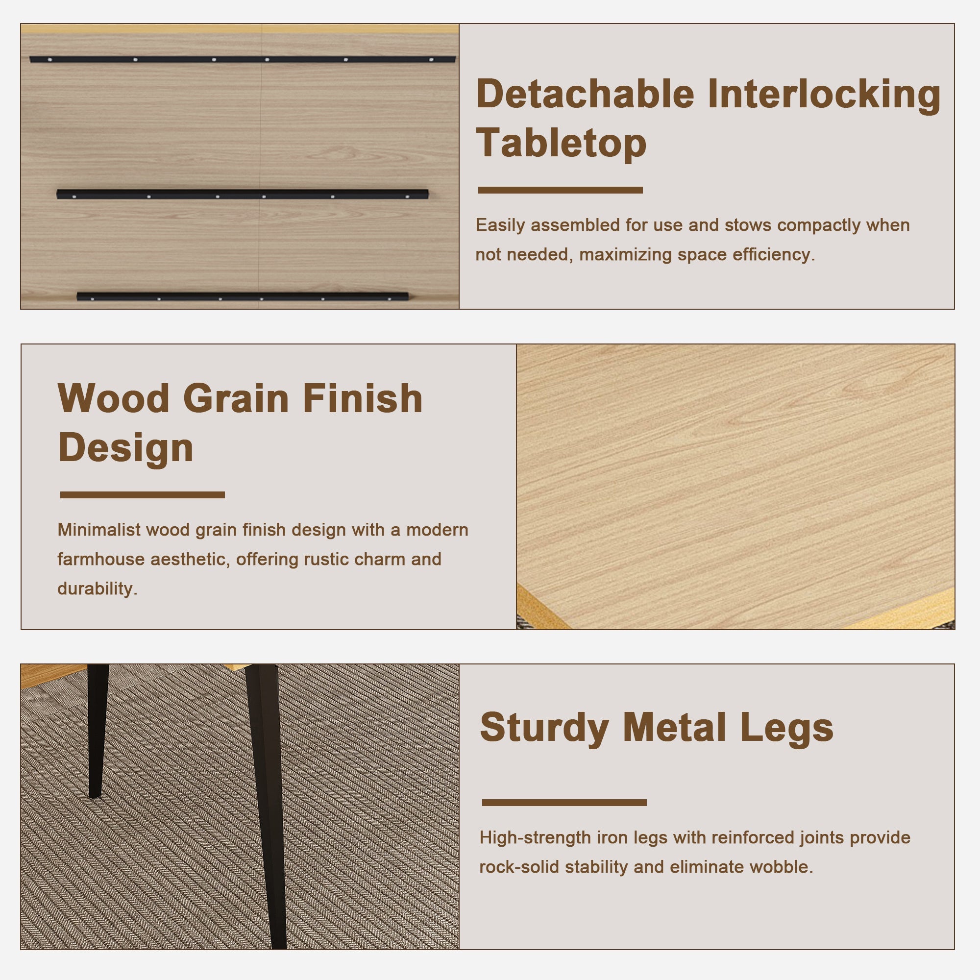 63-inch Farmhouse Industrial Dining Table Set