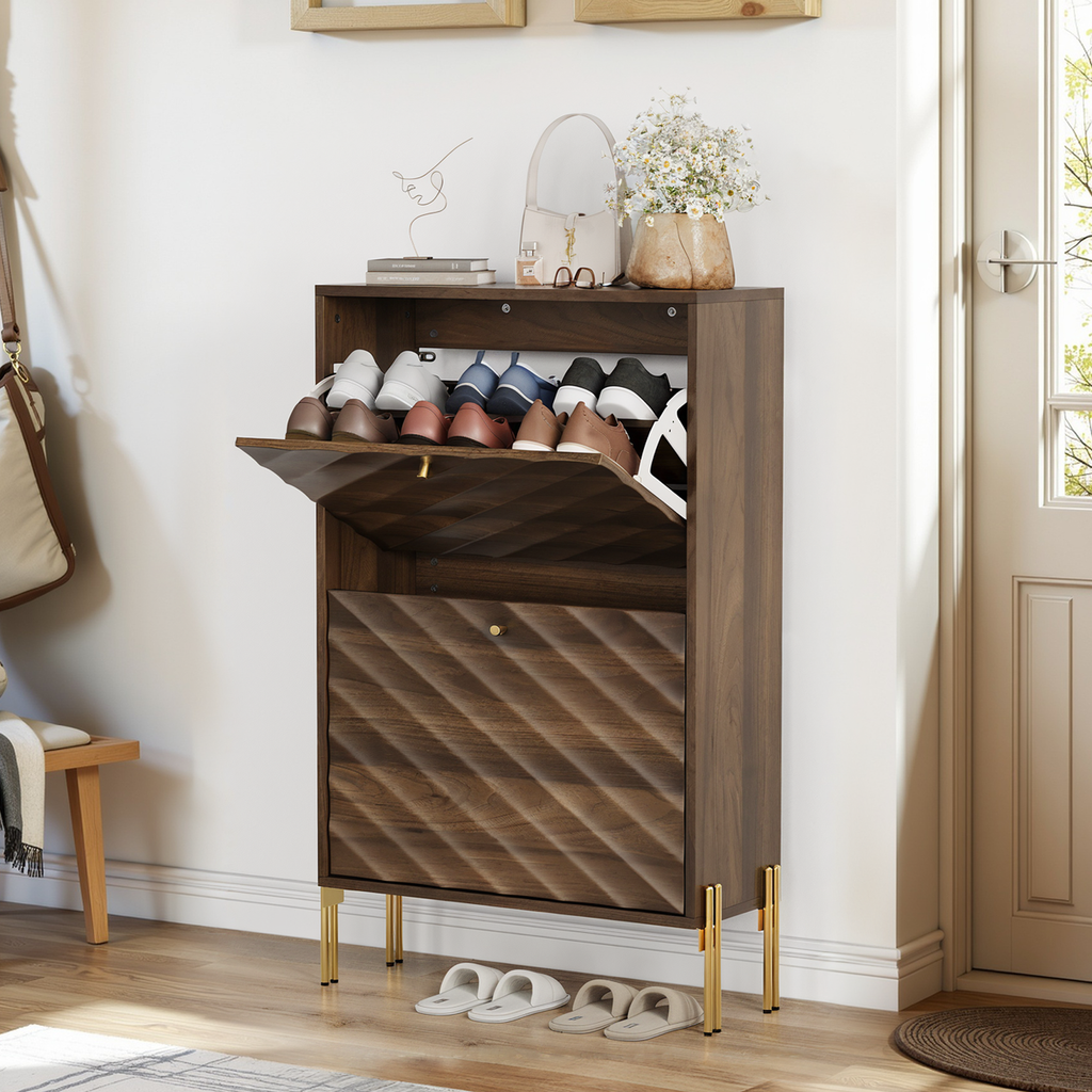 23.6 Inch Mid-century Modern Freestanding Shoe Cabinet