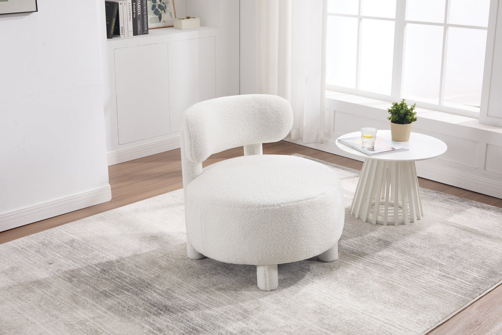 Fur/Teddy Fabric Armless Accent Chair with Curved Backrest